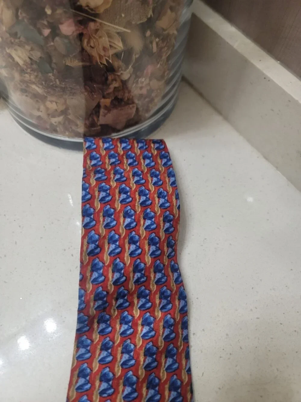 Ermenegildo Zegna Silk Tie Red Blue Tan Geometric